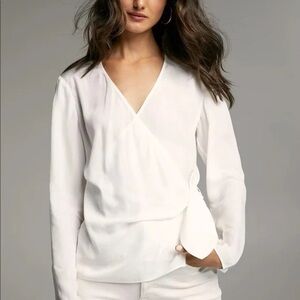Aritzia Babaton White Wren Wrap Tie Top XS